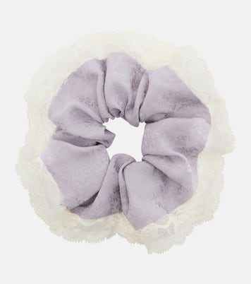Lace-trimmed floral silk jacquard scrunchie | Chloé