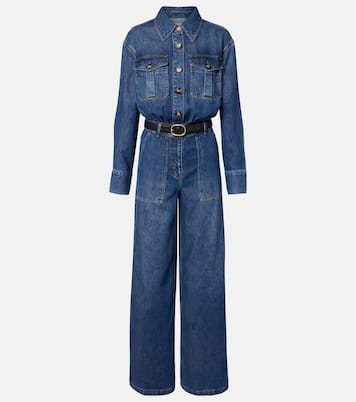 Belted denim jumpsuit | Self-Portrait