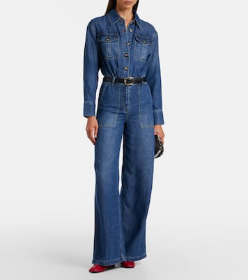 Belted denim jumpsuit | Self-Portrait