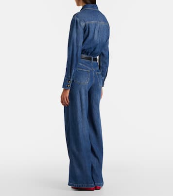Belted denim jumpsuit | Self-Portrait