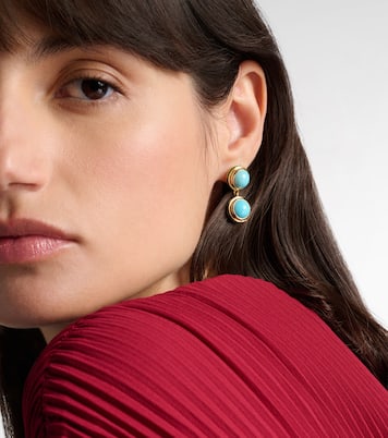 18kt gold drop earrings with turquoise and tsavorites | Ileana Makri