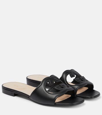 Interlocking G cutout leather sandals | Gucci