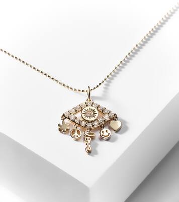 Evil Eye 14kt gold necklace with diamonds | Sydney Evan