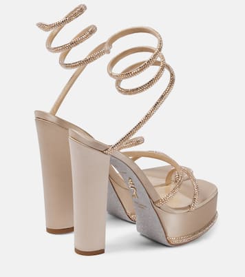 Verzierte Plateausandalen aus Satin | Rene Caovilla