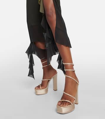 Verzierte Plateausandalen aus Satin | Rene Caovilla