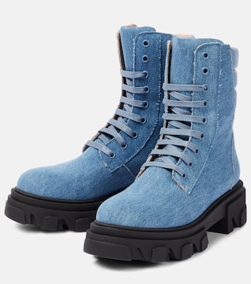 Gia 35 denim combat boots | Gia Borghini