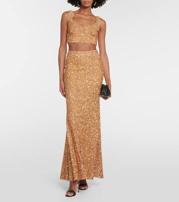 Cropped-Top mit Pailletten | Self-Portrait