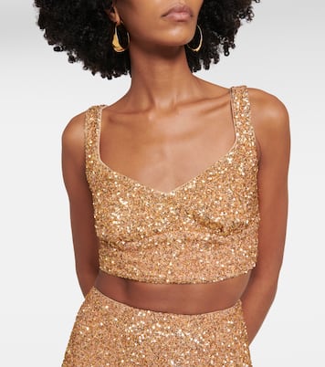 Cropped-Top mit Pailletten | Self-Portrait