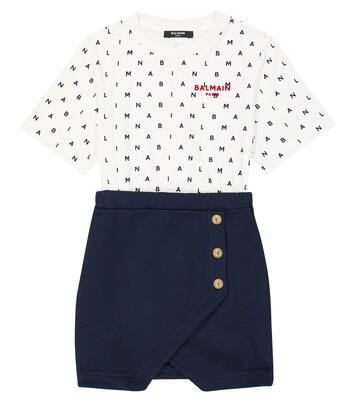 Bedrucktes Kleid aus Baumwoll-Jersey | Balmain Kids