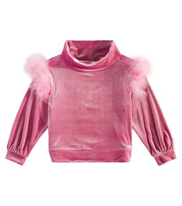 Feather-trimmed top | Monnalisa