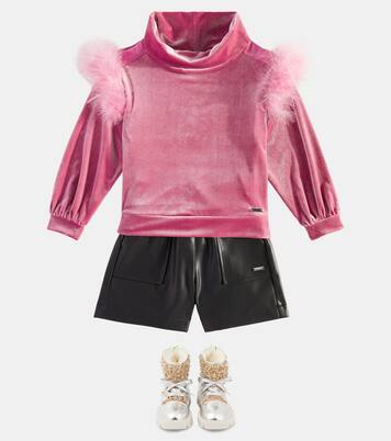 Feather-trimmed top | Monnalisa