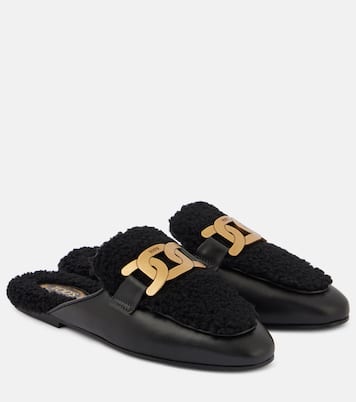 Catena Kate shearling and leather mules | Tod's