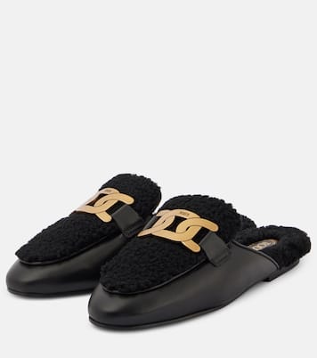 Catena Kate shearling and leather mules | Tod's