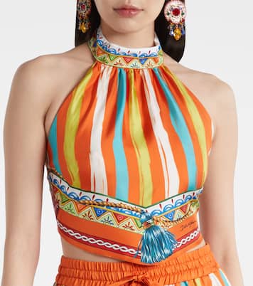 Striped halterneck silk top | Dolce&Gabbana