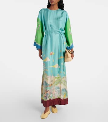 Robe longue Daria imprimée en soie | Alémais
