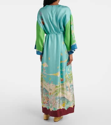 Robe longue Daria imprimée en soie | Alémais