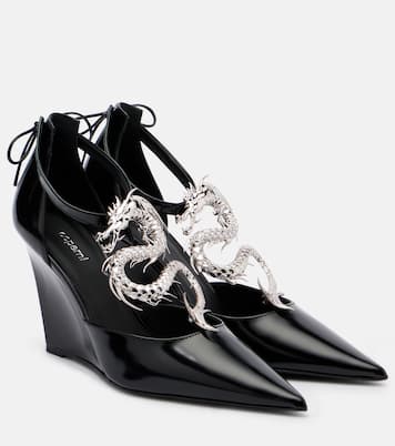 Dragon embellished leather wedge pumps | Coperni