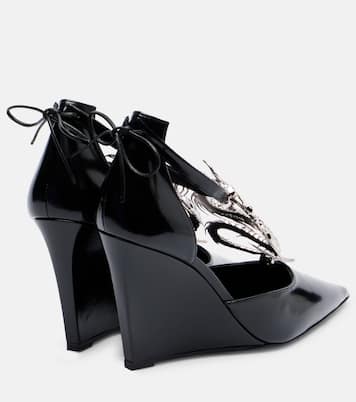 Dragon embellished leather wedge pumps | Coperni