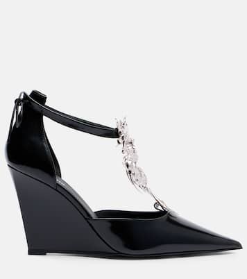 Dragon embellished leather wedge pumps | Coperni