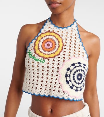 Elma crochet embroidered cotton crop top | Alémais