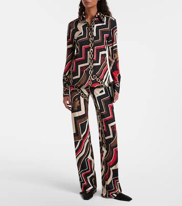 Printed jersey satin straight pants | Pucci