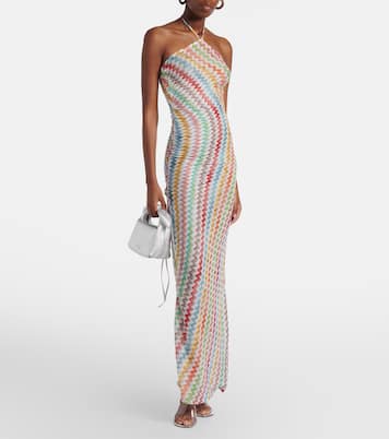 Vestido largo de lamé en zigzag | Missoni