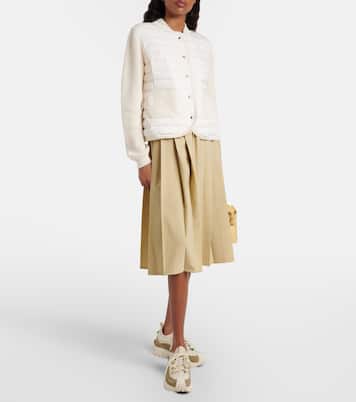 Cárdigan de algodón con paneles de plumas  | Moncler