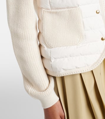 Cárdigan de algodón con paneles de plumas  | Moncler