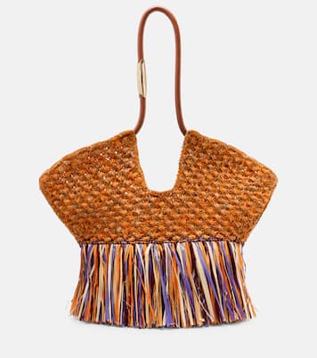 Goldentime Medium fringed raffia tote bag | Zimmermann