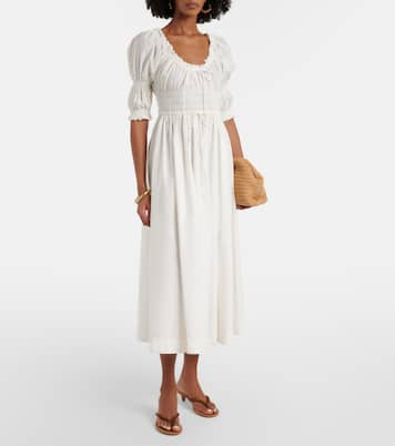 Shirred cotton midi dress | Dôen