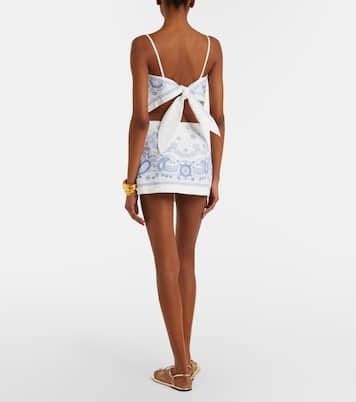 Jupe-short en lin et coton brodée | Self-Portrait