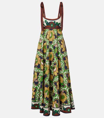 Liana Ballet printed linen midi dress | Alémais