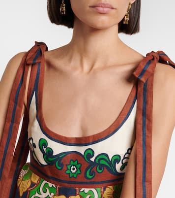 Liana Ballet printed linen midi dress | Alémais