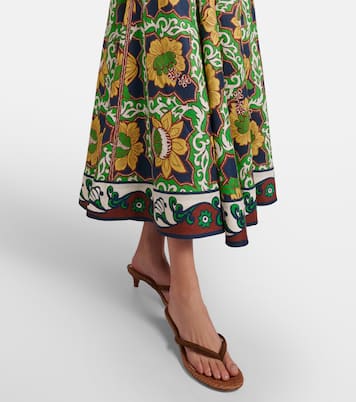 Liana Ballet printed linen midi dress | Alémais