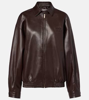 Logo leather jacket | Miu Miu