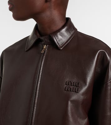Logo leather jacket | Miu Miu