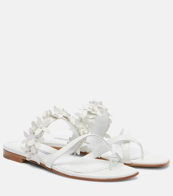 Fiosa appliqué leather thong sandals | Manolo Blahnik