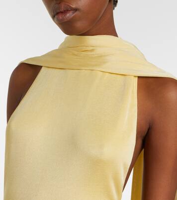 Scarf-detail knitted maxi dress | Self-Portrait