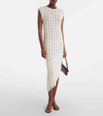 Malena asymmetric scalloped crochet midi dress | Loulou de Saison