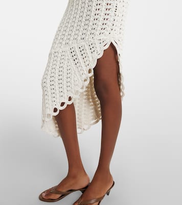 Malena asymmetric scalloped crochet midi dress | Loulou de Saison