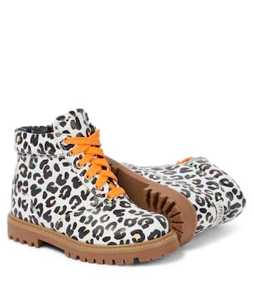 Tia leopard-print leather combat boots | Sophia Webster Mini