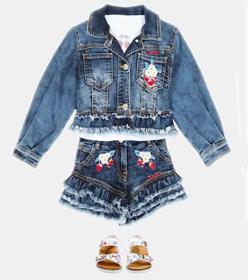 Embroidered denim shorts | Monnalisa