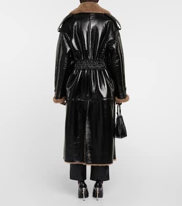 Jordan shearling-trimmed leather coat | The Mannei