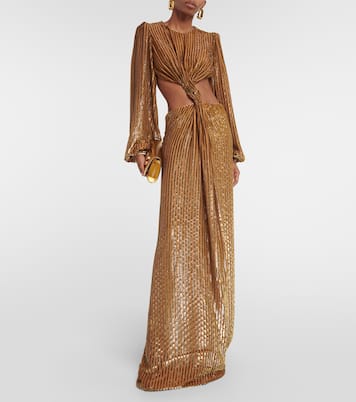 Robe longue Galena rayée en fil coupé | Costarellos