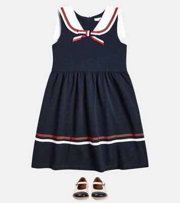 Bow-detail striped cotton dress | Patachou