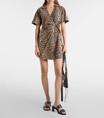 Leopard-print cotton wrap dress | Ganni
