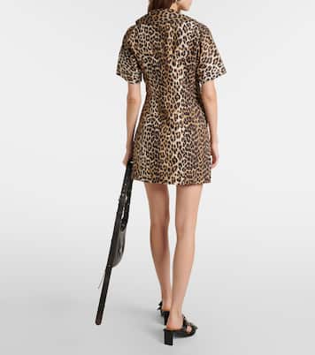Leopard-print cotton wrap dress | Ganni