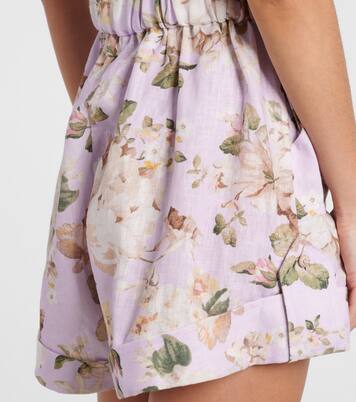 Jumpsuit corta Acacia in lino con stampa | Zimmermann
