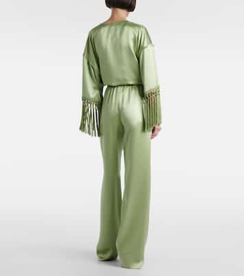 Pantalon ample à taille haute en soie | Valentino