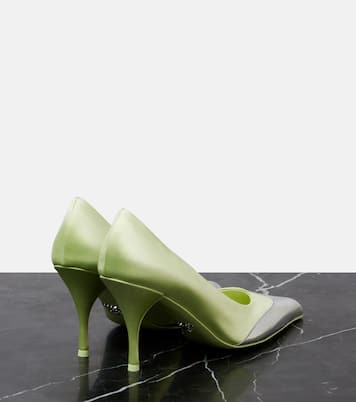 Pumps 85 aus Satin und Metallic-Leder | Prada